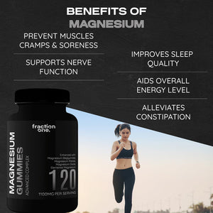 Fraction One Magnesium Gummies - 120 Gummies - 60 Servings - 1100 Mg per Serving - Magnesium Citrate 1400Mg - Glycinate 250Mg - Malate 200Mg - Oxide 150Mg - Elemental Mg