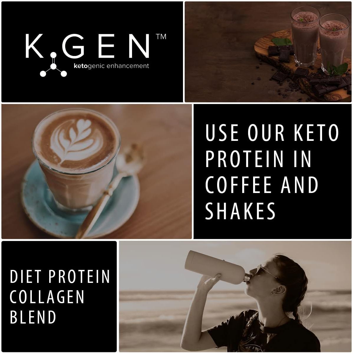 K-GEN™ Keto Collagen Protein Powder Natural Multi Collagen Chocolate Blend, Coconut MCT Vitamin C+B6 | UK Made Advanced Ketosis for Keto & Paleo | Low Carb Free-From: Sugar, Whey & Gluten