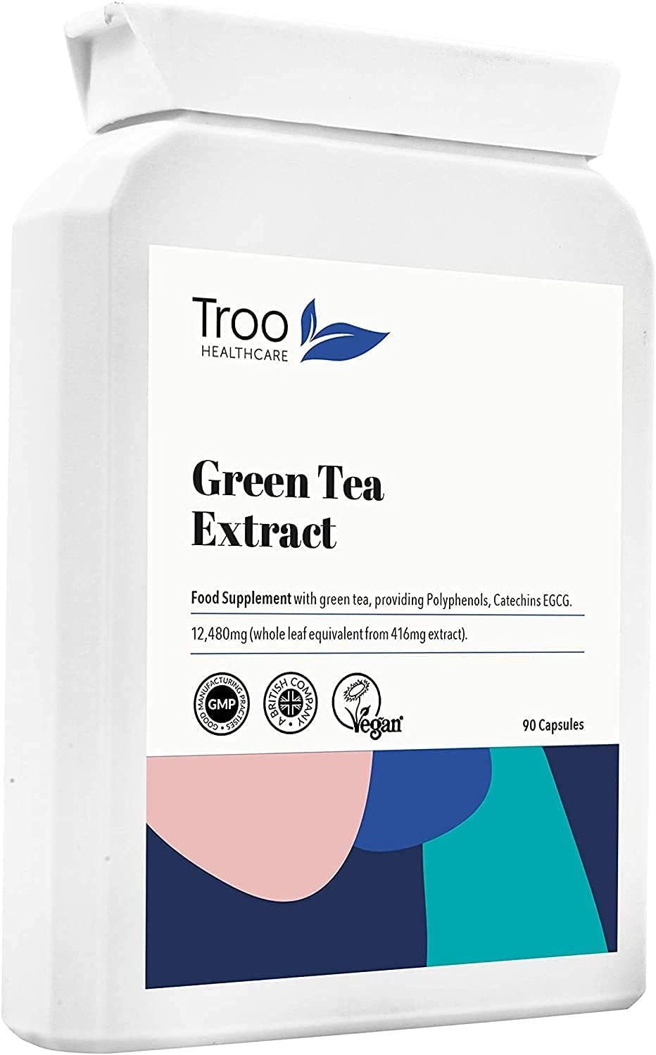 Troo Health Care Green Tea Extract Supplement (12,480Mg) - 90 Capsules - Providing Polyphenols, Catechins and EGCG - UK Manufactured to GMP Standards