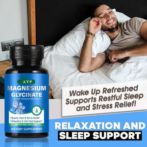 Magnesium Glycinate Supplements 2000Mg High Strength Premium Pure Magnesium - 60 Capsules for Muscle Heart Nerve Health Relaxation Calm for Men & Women