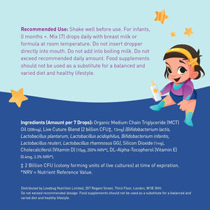 Lovebug Award Winning USDA Organic Multi Biotics for Infants & Babies | Multi-Strain 5 Billion CFU | Liquid Drops| with Added Vitamin D| | Ages 0-24 Months
