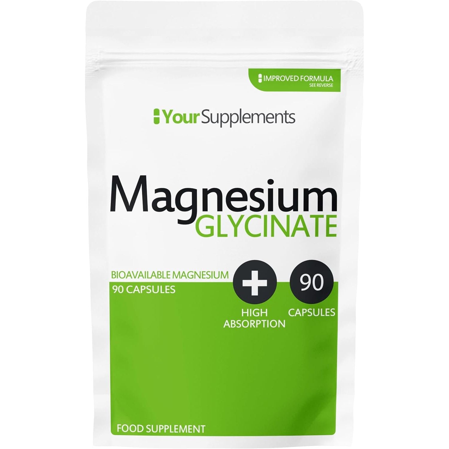 Magnesium Glycinate by Your Supplements | UK Made | True Unblended Bisglycinate | 90 High Absorption Capsules | Suitable for Vegetarians & Vegans