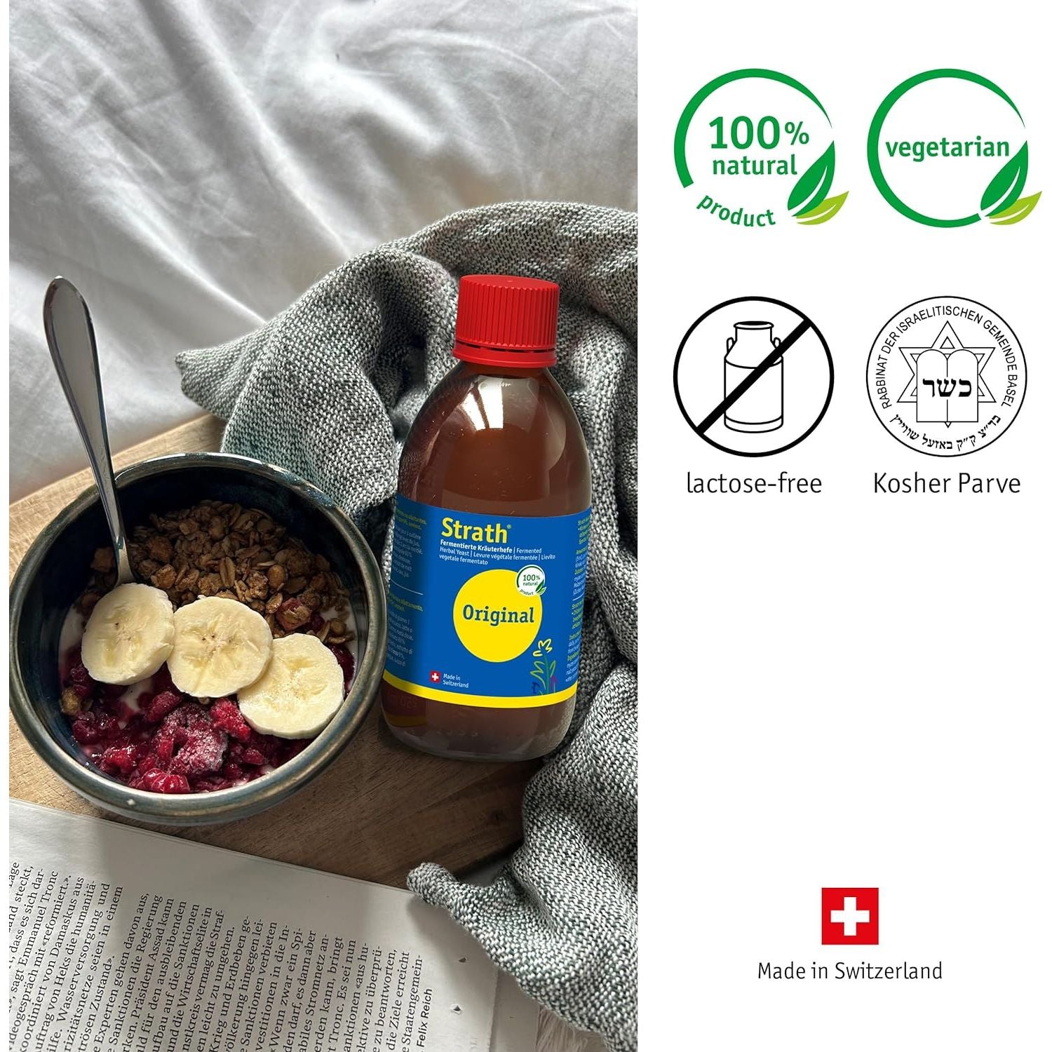 Strath Original Liquid Herbal Health Tonic - 61 Vital Nutrients, Vitamins, Minerals & Amino Acids, Swiss Made Natural Supplement Yeast, Daily Nutritional & Digestion Support Multivitamins for Adults