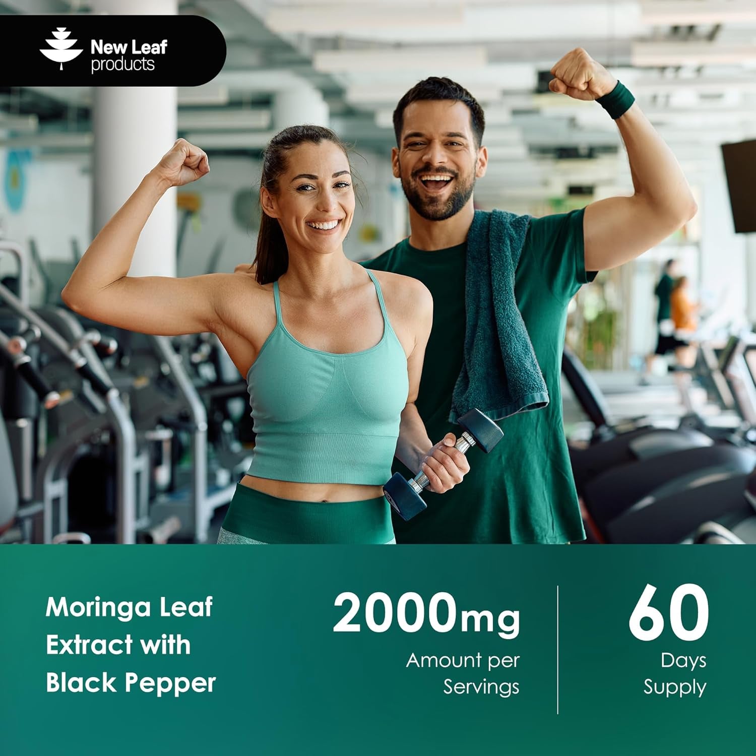 Moringa Leaf Capsules - High Strength Moringa Capsules 2000Mg - Pure Vegan Extract & Powder - 120 (Two Months Supply) Enriched with Black Pepper by New Leaf