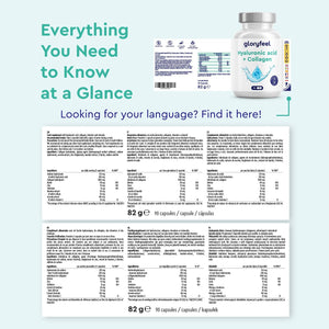 Hyaluronic Acid + Collagen - 90 Capsules with Biotin, Vitamin C from Acerola, Zinc, Selenium & Bamboo Extract - Hair, Skin and Nail Complex for Women & Men - Supplements Made in Germany
