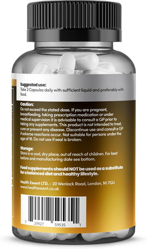 Dopamine Supplements, Balance Dopamine Levels 1400Mg Potent Complex, L Tyrosine with Added Panax Ginseng, L-Theanine, Ginkgo Biloba & Magnesium, Productivity Increase - 60 Vegan Capsules Healthessent