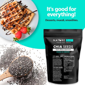 Nature Diet - Chia Seeds 2X 1000 G | Salvia Hispanica | High in Omega-3 | Source of Fiber