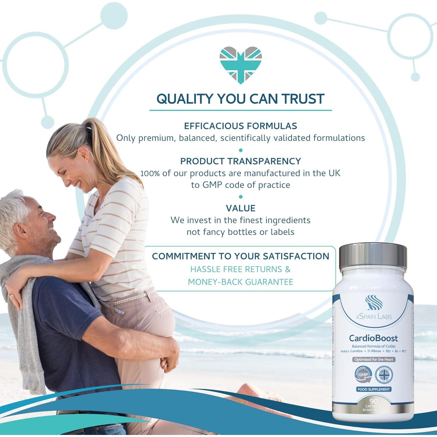 Cardioboost 90 Capsules – a Precise Balance of Coq10, D-Ribose, Acetyl L-Carnitine, B Vitamins & Medium Chain Triglycerides for Normal Heart Function and to Reduce Tiredness & Fatigue