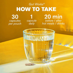 Gut Works® | 6 Prebiotics and Probiotic Strains | 50 Billion CFU Bacteria Live Cultures | Daily Support for Gut Health | 30 Vegan Capsules | One-A-Day | Dr.Vegan