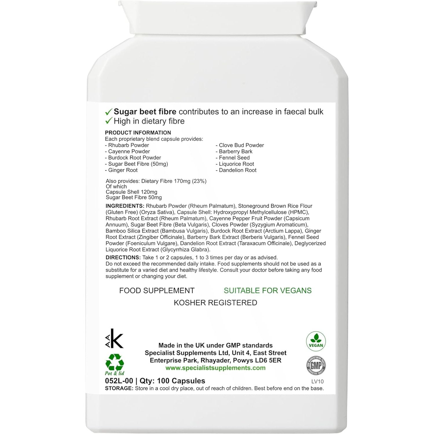 Specialist Supplements Col-Clear a Colon Health Support 100 Capsules, (Pack of 1)