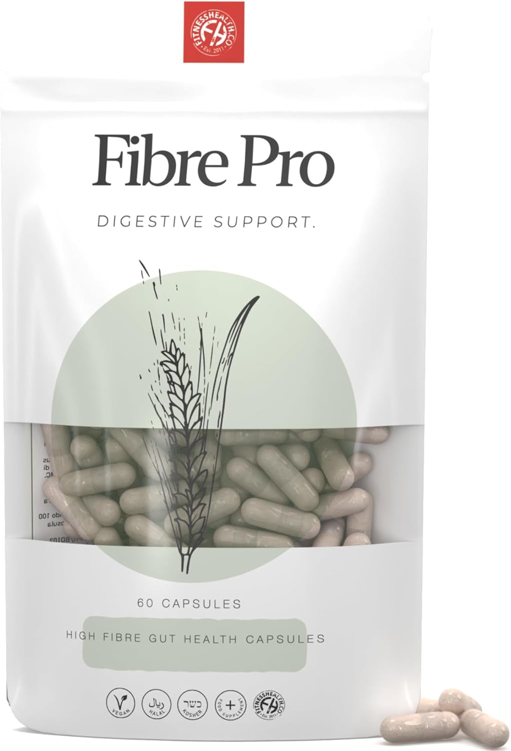 Fibre Pro Capsules - Inulin Powder Husk Powder Digestive System Supplement 60 Capsules
