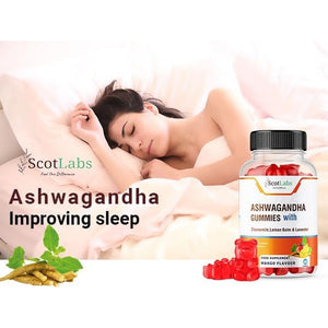 Scotlabs Reduce Stress Formula - Ashwagandha, Levander, Chamomile & Lemon Balm Gummies with Added Vitamin B6, Sugar-Free Vegan, Natural Mango Flavour Candy