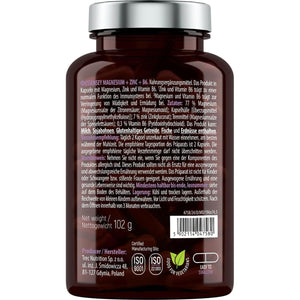 Essensey Magnesium + Zinc + Vitamin B6 Complex - Magnesium Supplements - Immune Support, Energy Boost, and Bone Health - Vegan - 120 Capsules