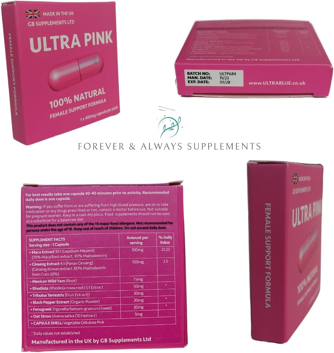 3 X Ultra Pink 400Mg Sex Tablets for Women Bundle! 100% Natural Female Libido, Sex Drive & Enhancement Supplement! Contains Maca, Ginseng