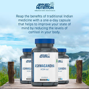 Applied Nutrition Ashwagandha KSM-66 - Premium Ashwagandha Herbal Supplement for Energy, Anxiety, Stress, Made in the UK (60 Capsules)