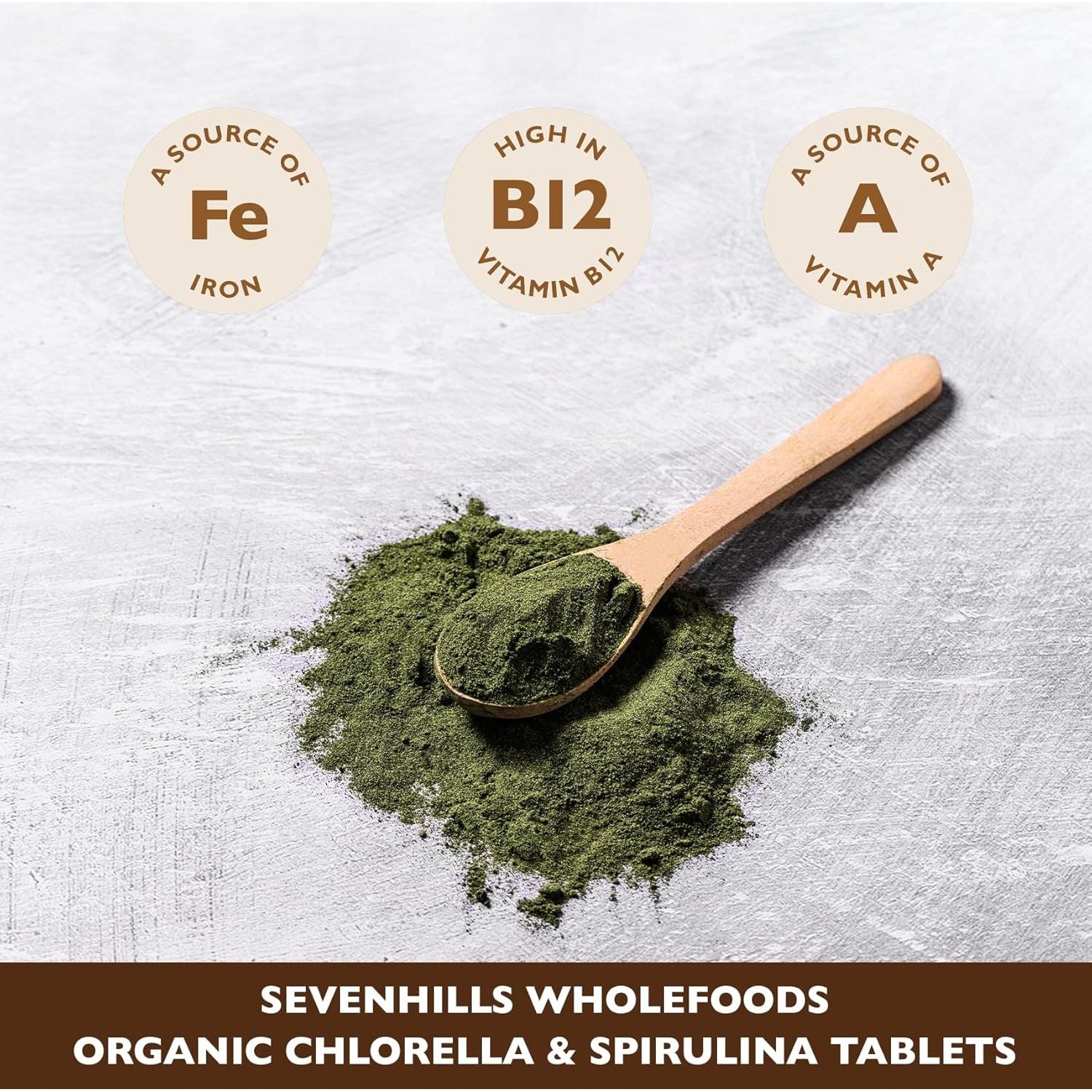 Sevenhills Wholefoods Organic Chlorella & Spirulina Tablets 500Mg, Pack of 360, 180G