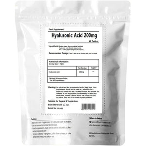 Ukhealthhouse Hyaluronic Acid Supplement 200Mg Vegan High Strength Hyaluronic Acid Tablets Natural Skin, Hair & Joint Supplement for Women & Men (60 Tabs)