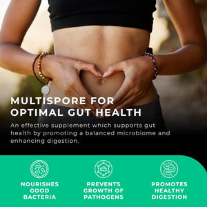 Multispore® plus Probiotics, 4 Month Supply - 120 Capsules, Bacillus Coagulans & Bacillus Subtilis Spore Based Probiotic, Bloating Relief/Gut Health, with Digestive Enzymes & Prebiotic Inulin, UK Made