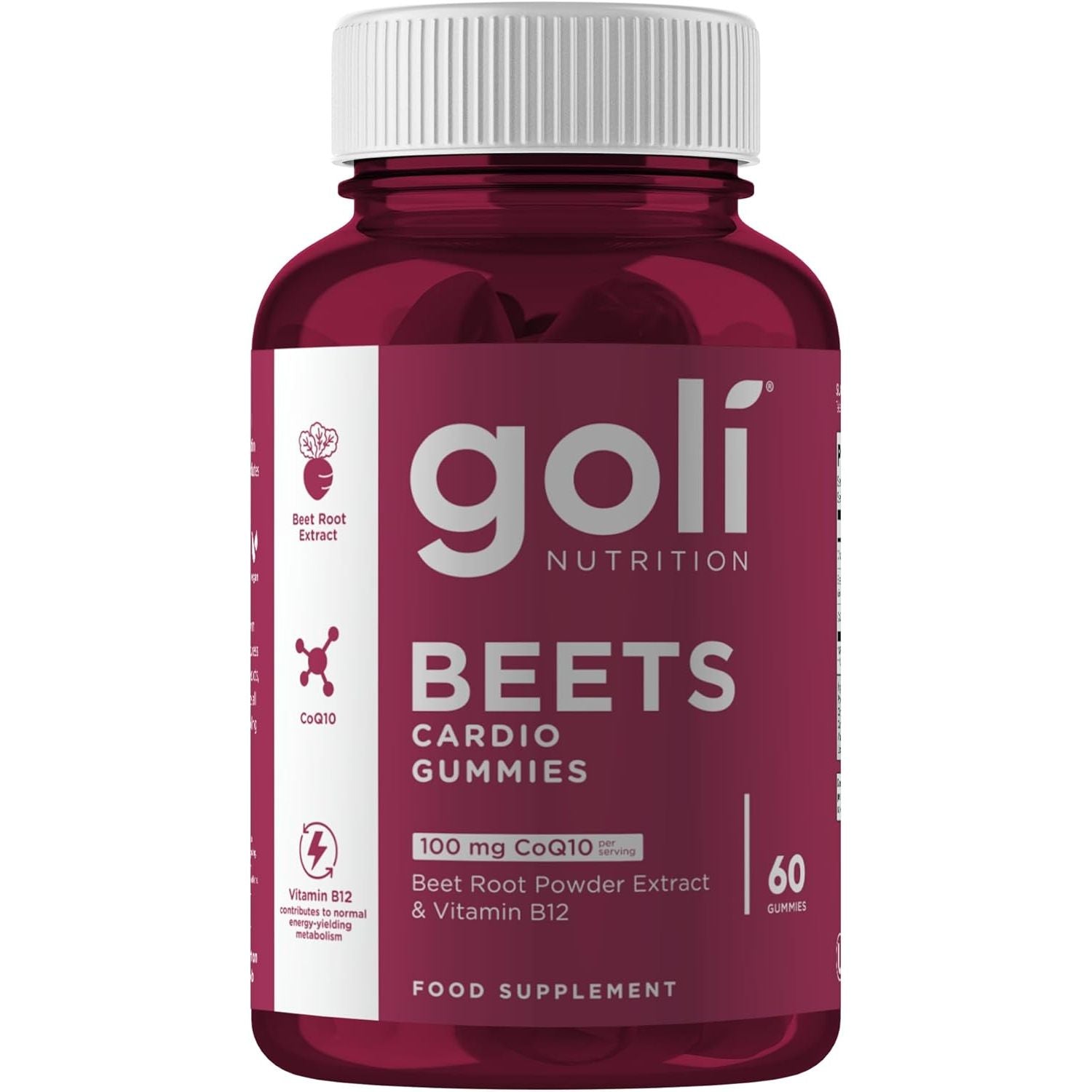 Goli Nutritional Supplement, Beets Cardio Gummy - 60 Count - 100Mg Coq10 & Beet Root Extract - Gluten-Free, Vegan, Non-Gmo, and Gelatin-Free. Nature'S Great Superfood.