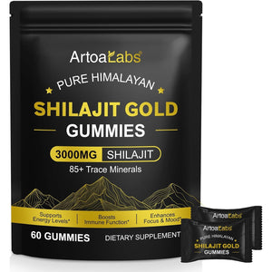 Shilajit Gummies 60 Gummies Natural 3000Mg Himalayan Shilajit Gold Gummy, Rich in Ashwagandha and Gokshura with 85+ Minerals, Boost Your Vitality Health and Endurance for Men & Women