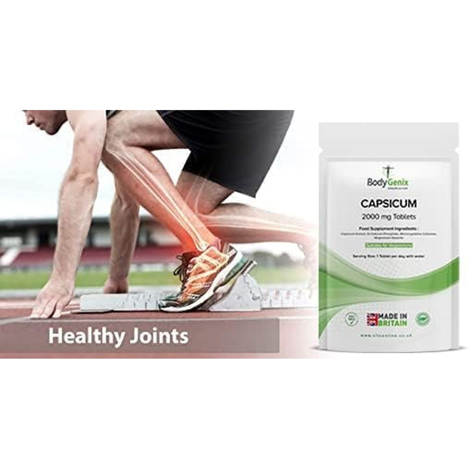 Bodygenix Capsicum Extract 2000Mg Tablets - High Strength anti Inflammatory Immune Metabolism Digestive anti Oxidant Support - Vegan Food Supplement 120 Tablets