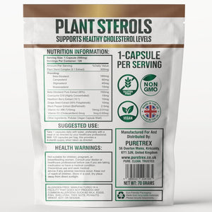 PURETREX Plant Sterols 2000MG Complex with Beta-Sitosterol - Supports Healthy Cholesterol Levels - with Hawthorn Berry & Grape Seed Extract - 120 Capsules - Gluten-Free & Non-Gmo Food Supplement