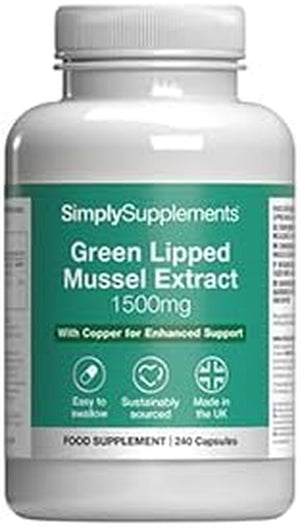 Green Lipped Mussel Capsules | 240 Capsules Providing 1500Mg of Support = 80 Days' Supply | High in Omega 3 Fats | Manufactured in the UK