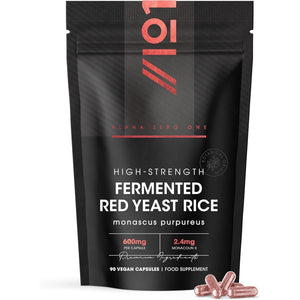 Red Yeast Rice 600Mg - 2.4Mg Monacolin K - 90 Vegan Capsules - High Strength Monascus Purpureus Supplement - 3 Months Supply - Resealable and Recyclable Pouch by Alpha01