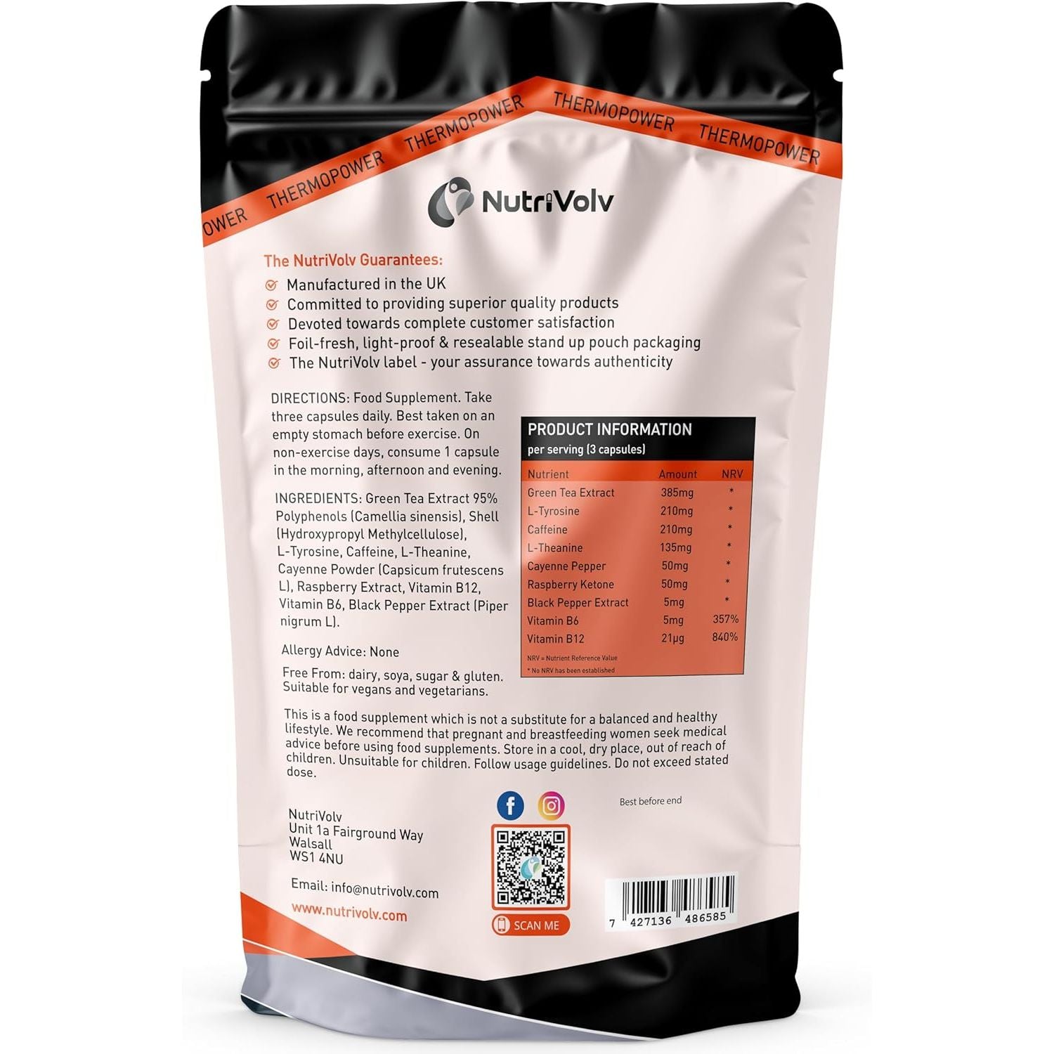 Thermopower 1000Mg | Thermogenic Fat Burner Increased Energy & Boost Performance | 60 Capsules