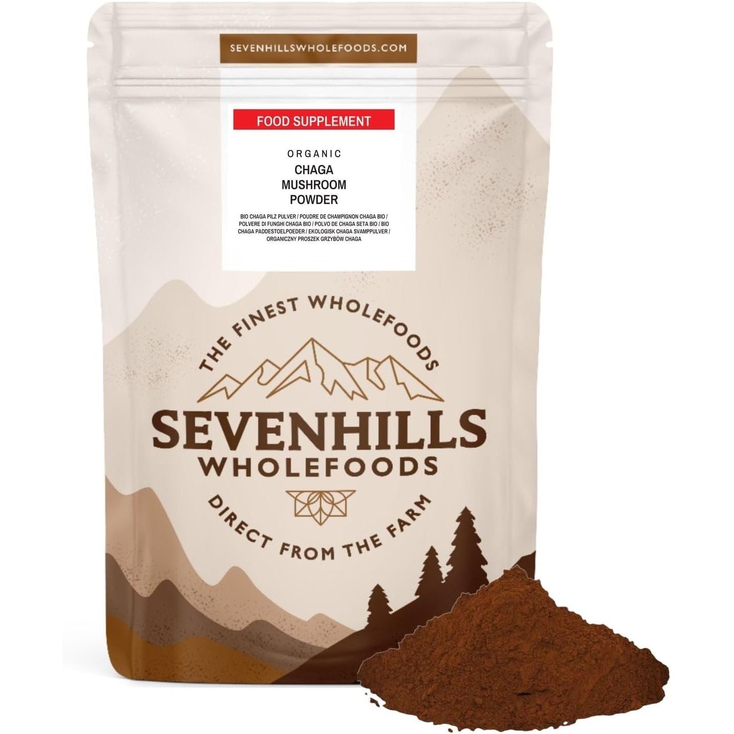 Sevenhills Wholefoods Organic Chaga Mushroom Powder 200G