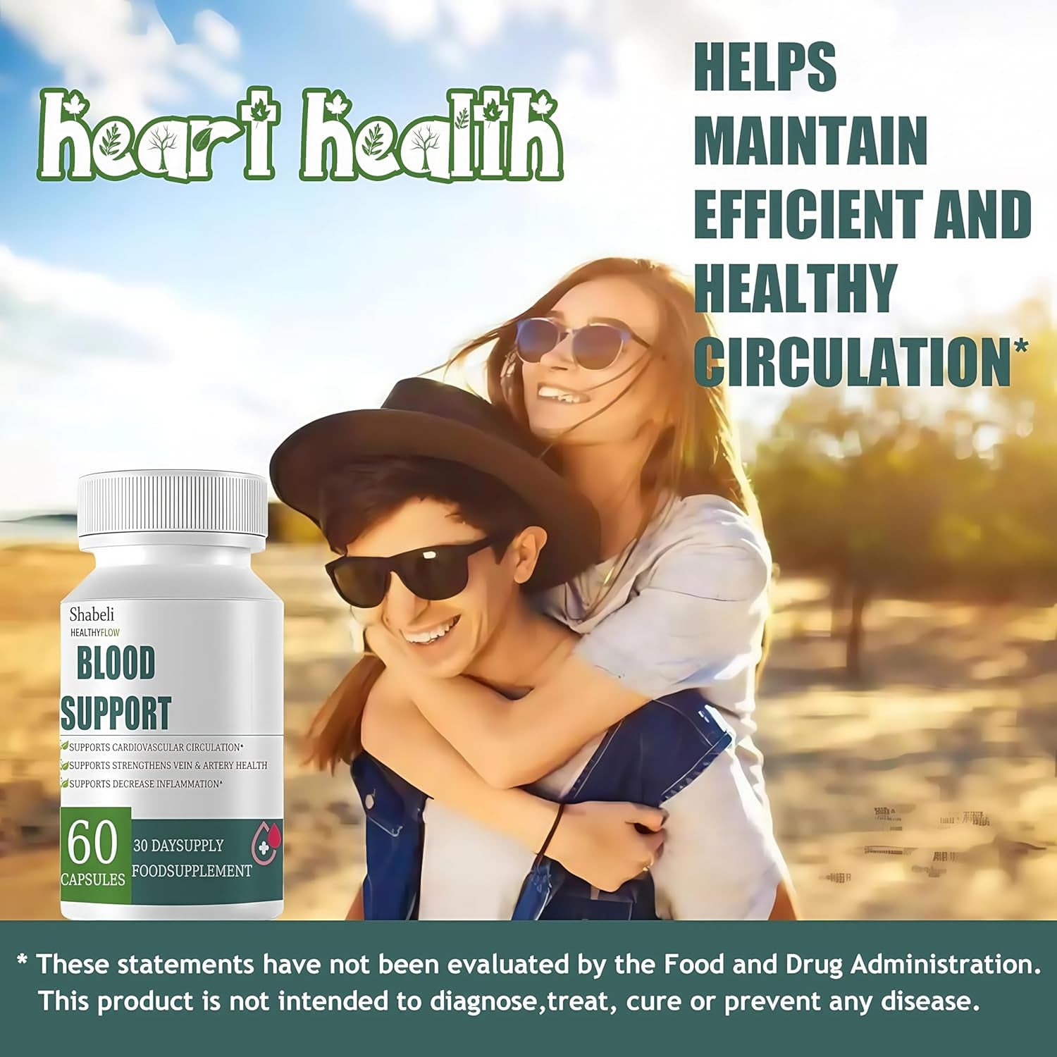 Healthy Flow Blood Support，Improved Blood Flow Supplement，Supplement with Vitamins & Minerals （60 Capsules）