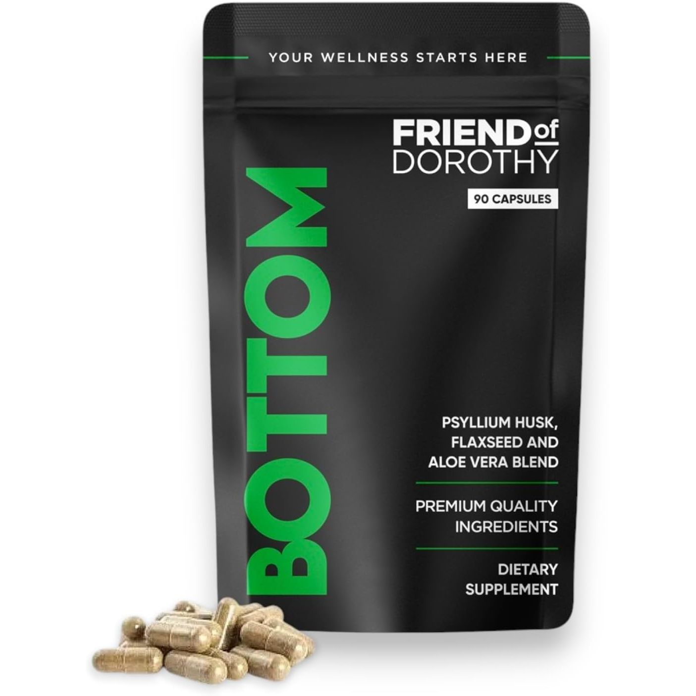 Friend of Dorothy - Bottom Fiber Supplement for Effortless Prep Time - Helps Promote Digestive Regularity - Psyllium Husk Based - for Men Who Bottom, 90 Capsules