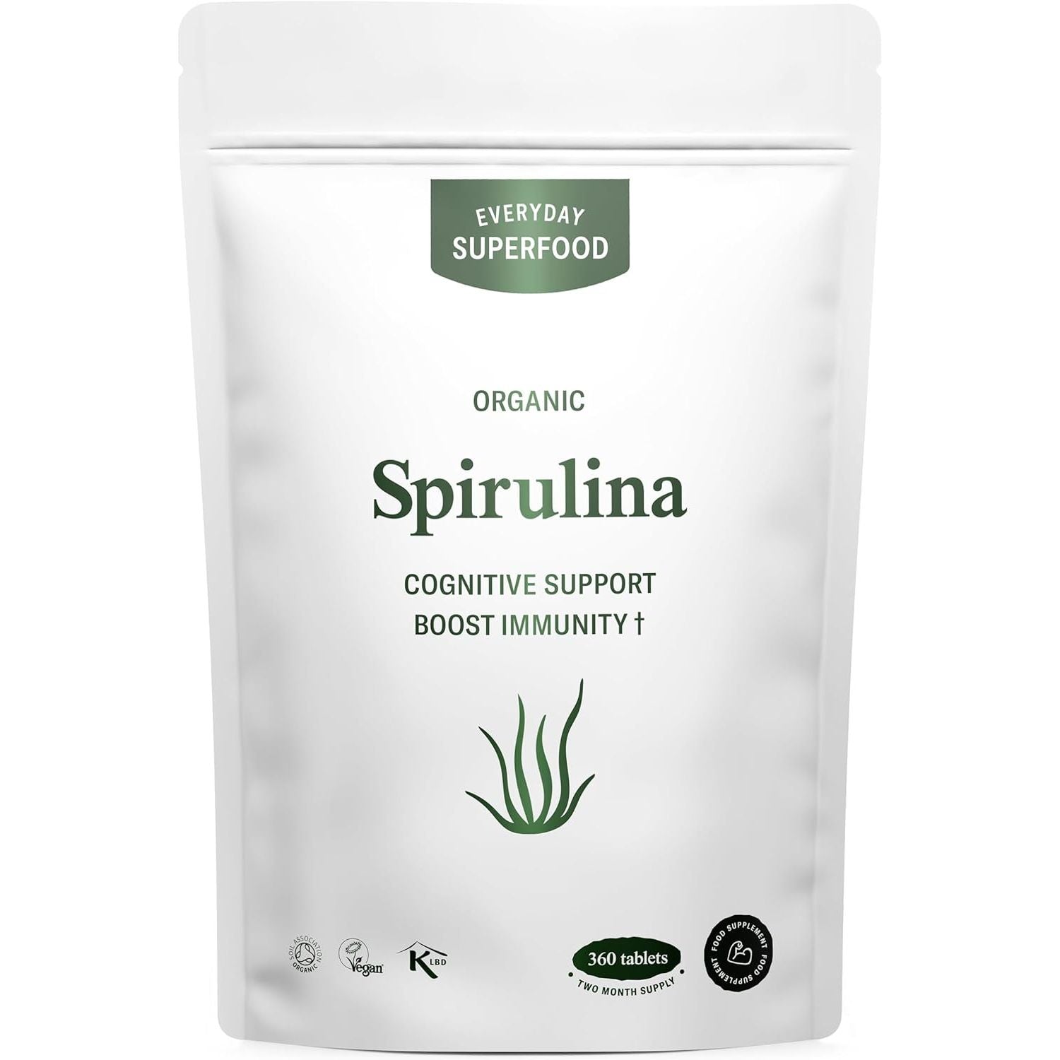 Organic Spirulina Tablets (360 Tablets) Raw Cold Pressed Spirulina Algae Certified Vegan & Kosher
