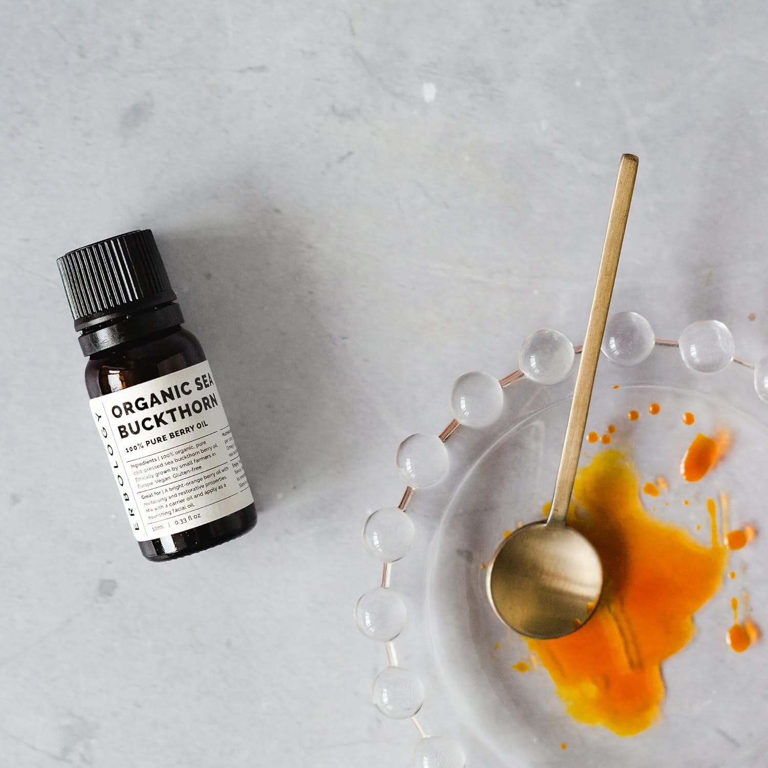 100% Organic Sea Buckthorn Oil 10Ml - Cold-Pressed 50:1 - Premium Quality - Rich in Omega-7 and Beta-Carotene - Straight from Farm - Non-Gmo - No Additives or Preservatives - Recyclable Glass Bottle