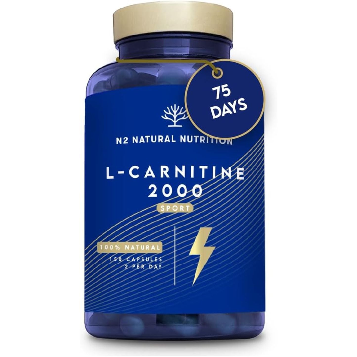 Natural L CARNITINE 2000Mg 150 Capsules 75 Days (Only 2 Capsules per Day) High Concentration Improves Sports Performance. Weight Loss, Energy Resistance. CE Manufactured. N2 Natural Nutrition