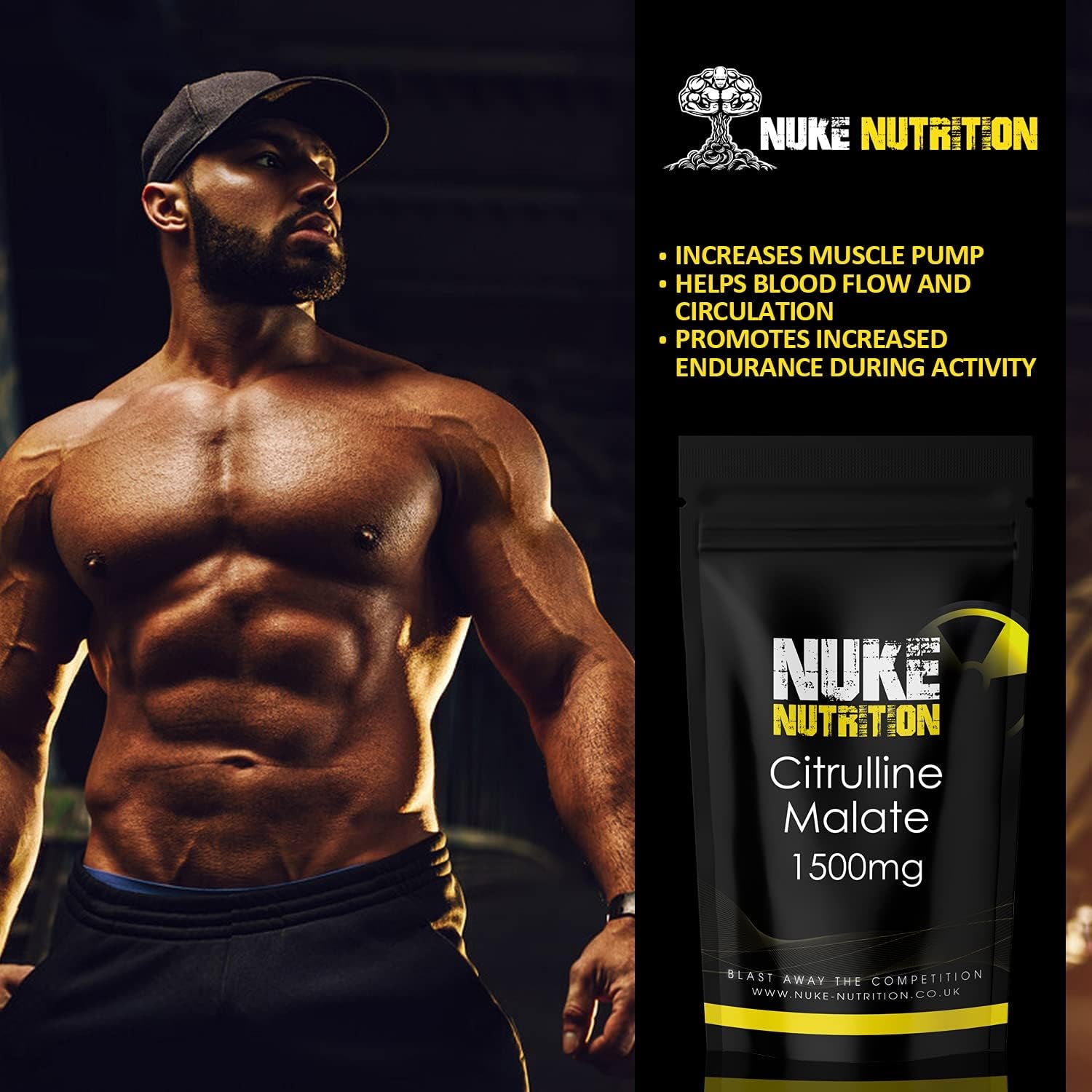 Nuke Nutrition L Citrulline Malate Capsules | 120 Capsules | High Strength 1500Mg Dose Supplement | Boost Circulation, Performance & Muscle Recovery | 100% Natural, Preservative & Filler Free | Vegan