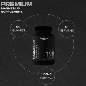 Fraction One Magnesium Gummies - 120 Gummies - 60 Servings - 1100 Mg per Serving - Magnesium Citrate 1400Mg - Glycinate 250Mg - Malate 200Mg - Oxide 150Mg - Elemental Mg