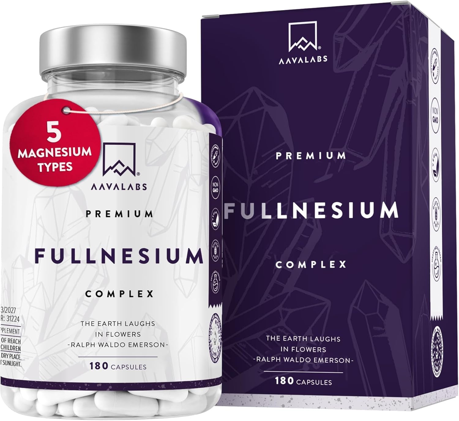 High Strength Magnesium Supplements for Women and Men -1575Mg per Daily Dose (425Mg Elemental) - Chelated Magnesium Glycinate, Citrate, Malate, and Oxide - 180 Capsules - Vegan