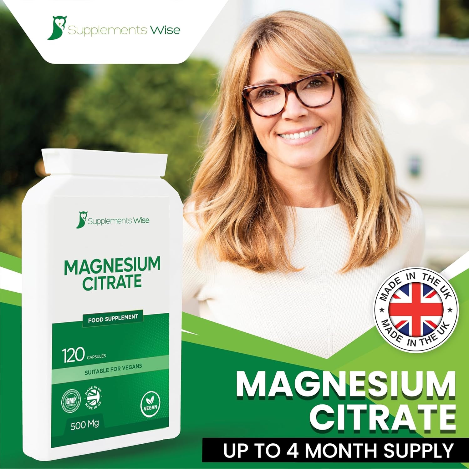 Magnesium Citrate Capsules - Restless Leg Syndrome Relief - Premium Supplement for Women or Men - One a Day Magnesium Citrate Tablets - 120 X 500Mg