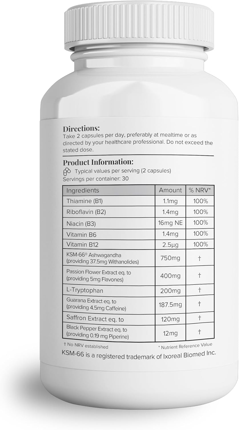 Hey Nutrition Ashwagandha Complex 9000Mg Supplement - High Strength KSM-66 - Boosts Mood & Energy - Reduces Stress - UK Manufactured - All Natural, Non-Gmo - 60 Vegan Capsules
