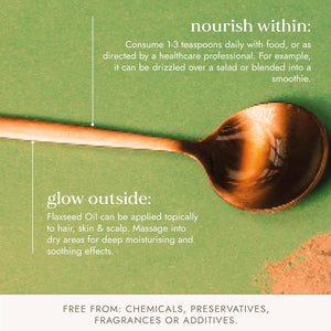 Fushi Organic Flax Seed Oil 100Ml | Fresh & Cold Pressed | Rich in Omega 3 Essential Fatty Acids| Best for Inner Health, Dry Skin | Made from English Grown Seeds | | Ethical & Vegan | Made in the UK