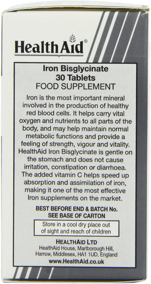 Healthaid Iron Bisglycinate - 30 Vegetarian Tablets