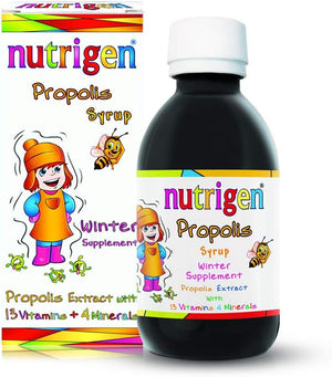 Nutrigen Propolis Syrup for Kids – Advanced Immune Support with Propolis, Vitamins, and Minerals in Blackberry Juice – Helps Prevent & Relieve Recurrent Infections, Shortens Illness Duration, 200 Ml