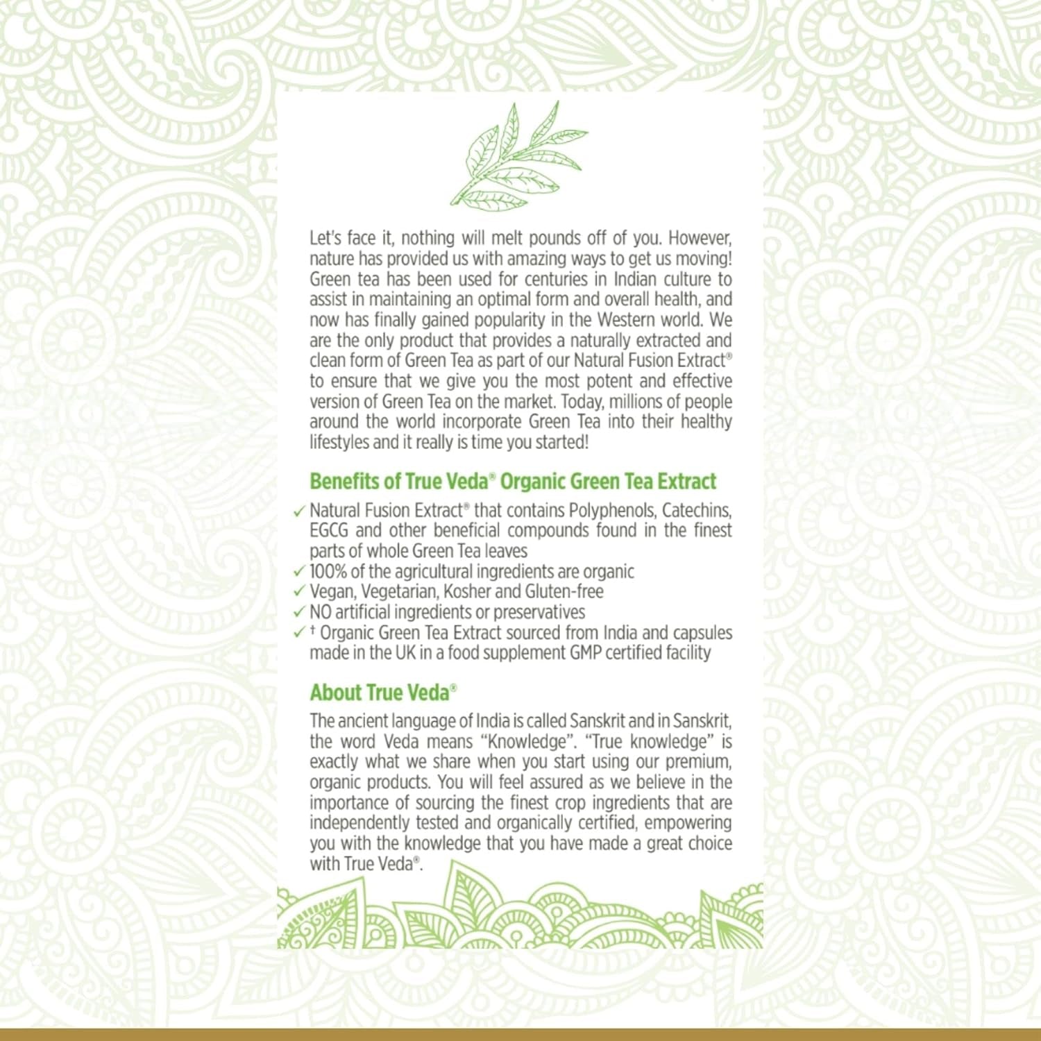 Organic Green Tea Extract Capsules - Certified Organic by Soil Association | 100% Natural Supplement | Natural Low Caffeine Source | Vegan | Ayurveda | 60 Easy Swallow Green Tea Tablets | Made in UK