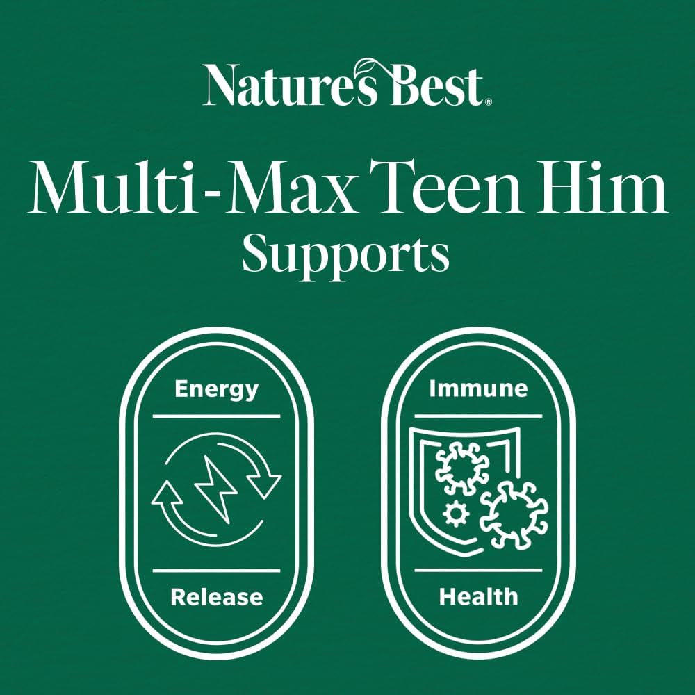 Nature'S Best Multi-Max Multivitamin for Teen Him - with Vitamin C, Selenium and Magneisum - Growth & Development Support for Boys 13-19 - UK Made - 90 Tablets (3 Months' Supply)