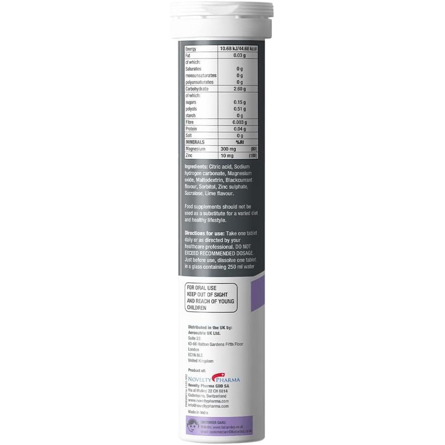 Fast&Up Magnesium - 300Mg Magnesium & 10Mg Zinc - 20 Tablets - Refreshing Blackcurrant & Lime Flavour