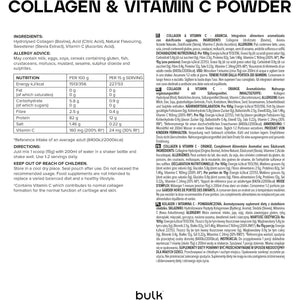 Bulk Collagen Powder with Peptides and Vitamin C, Hydrolysed Bovine Collagen, High Protein Supplement Daily Use in Smoothies, Shakes and Recipes, Joint and Skin Routine, Orange, Easy Mixing 500G