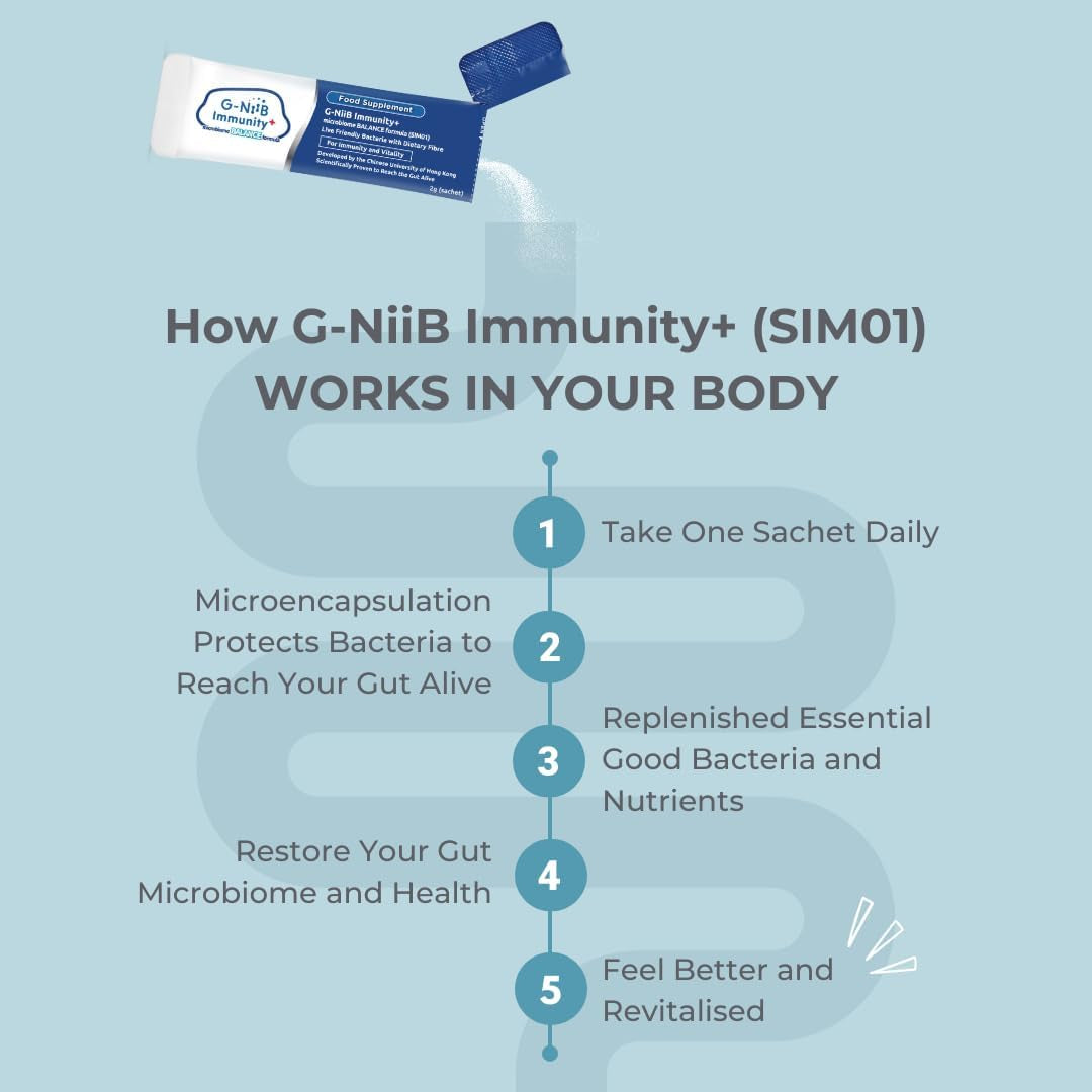 G-Niib Immunity+ (SIM01) – Probiotics with Prebiotics, Zinc & B Vitamins – Developed by Medical School – Clinically Studied Probiotic Strains – Supports Immunity, Energy & Gut Health – 28-Day Use