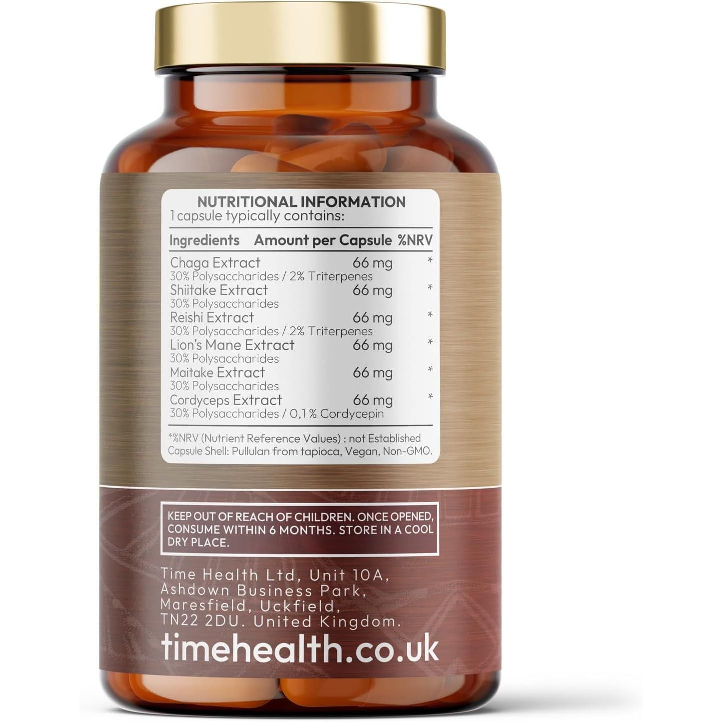 Mushroom Complex 6 | 120 Capsules | MAXIMUM STRENGTH | Chaga, Cordyceps, Shiitake, Reishi, Lions Mane, Maitake | Zero Additives | 100% Vegan | UK Made | the Original Mushroom Complex Formula in the UK