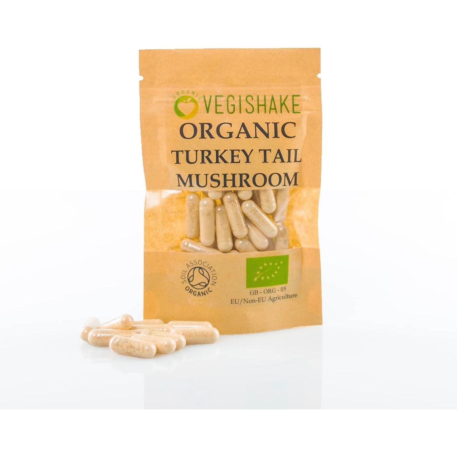 Organic Mushroom HPMC Capsules 600Mg Polysaccharides Immune Vegan Kosher Halal (60 Capsules)